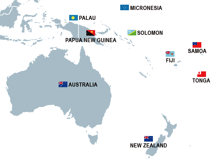 oceania delivery map
