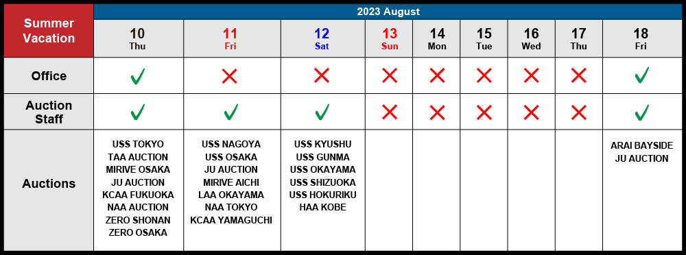 Summer Holidays 2023 schedule
