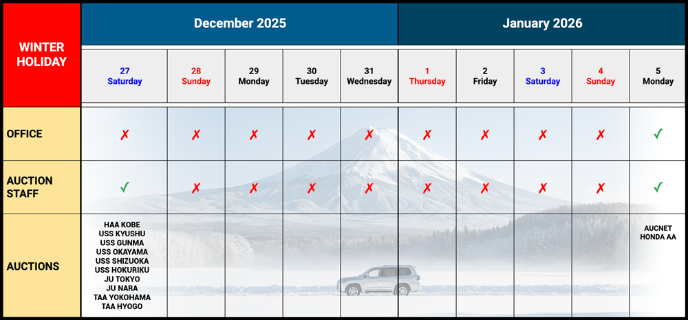 Winter Holidays 2025 schedule